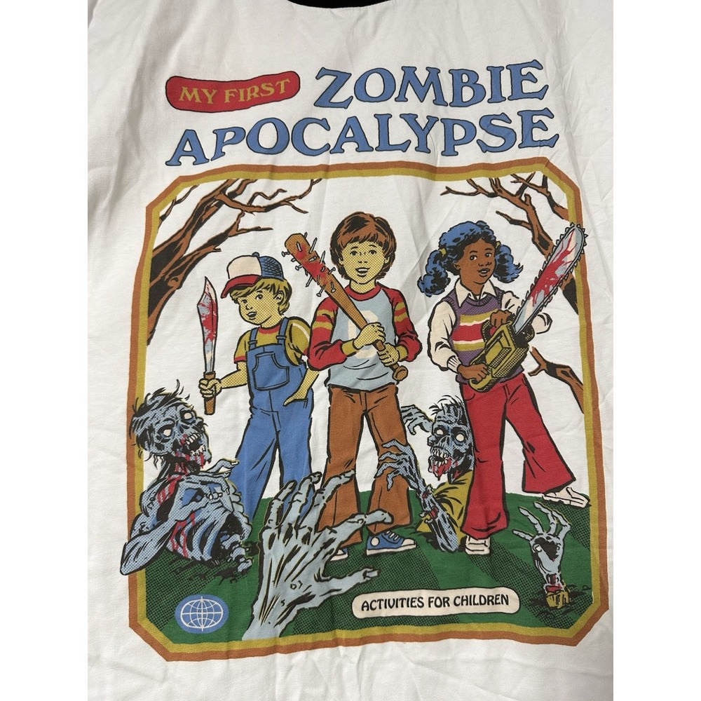 Ringer, Unisex "My First Zombie Apocalypse" Short Sleeve T-shirt, Size 2XL - Picture 2 of 6